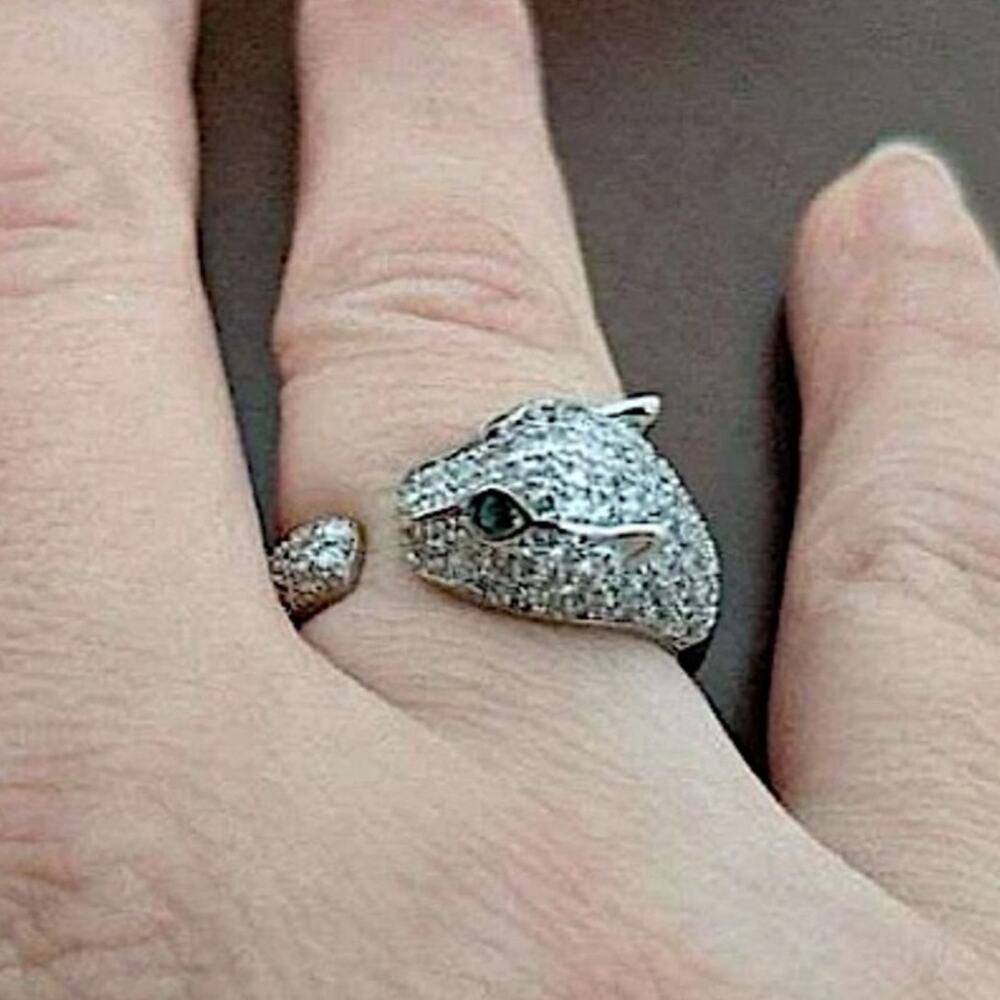 SILVER PANTHER ZIRCON RING - Picture 7 of 11